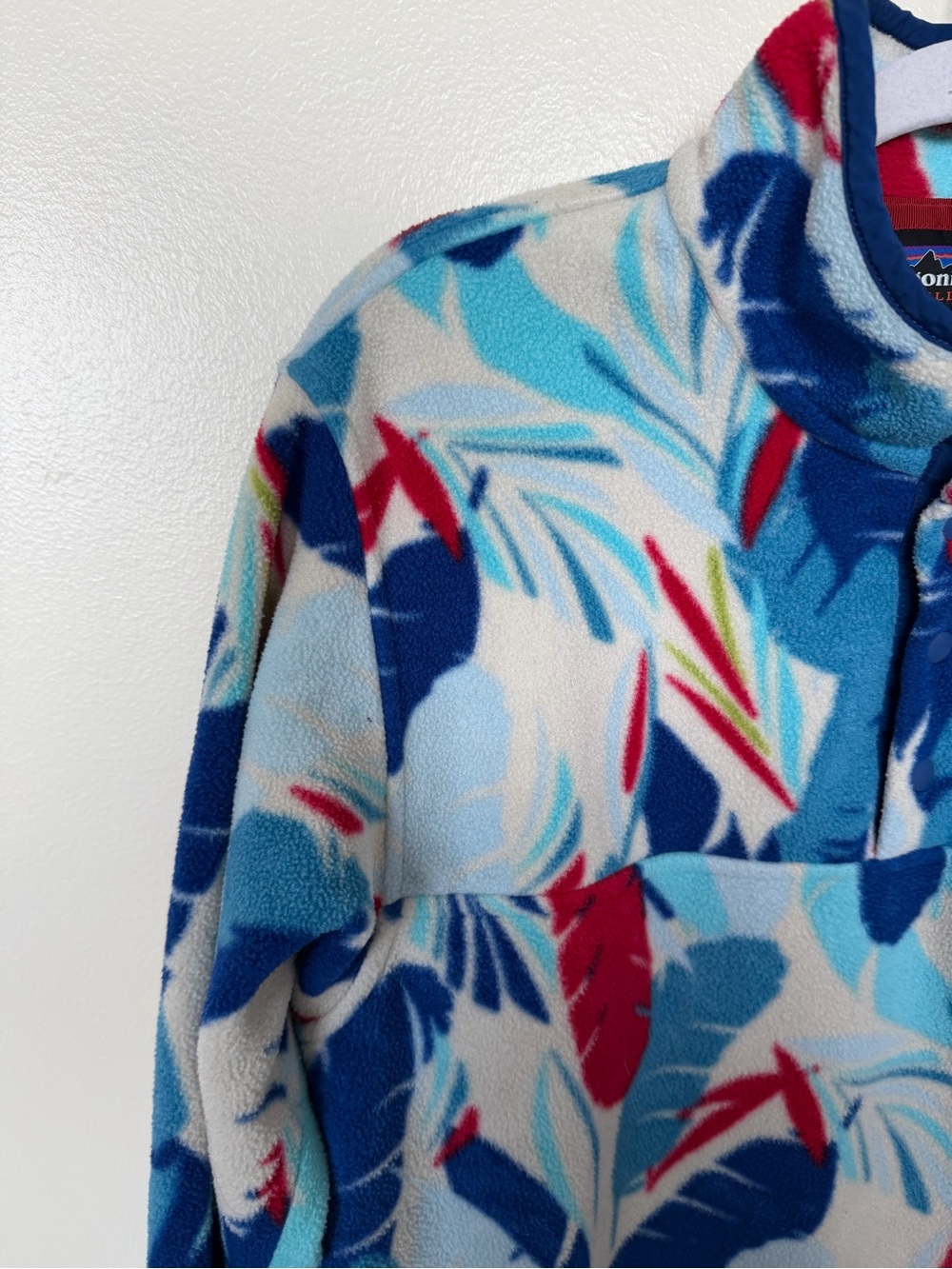 PATAGONIA Synchilla Snap-T Fleece Pullover Women's Rare Feather Print Blue - Picture 2 of 5